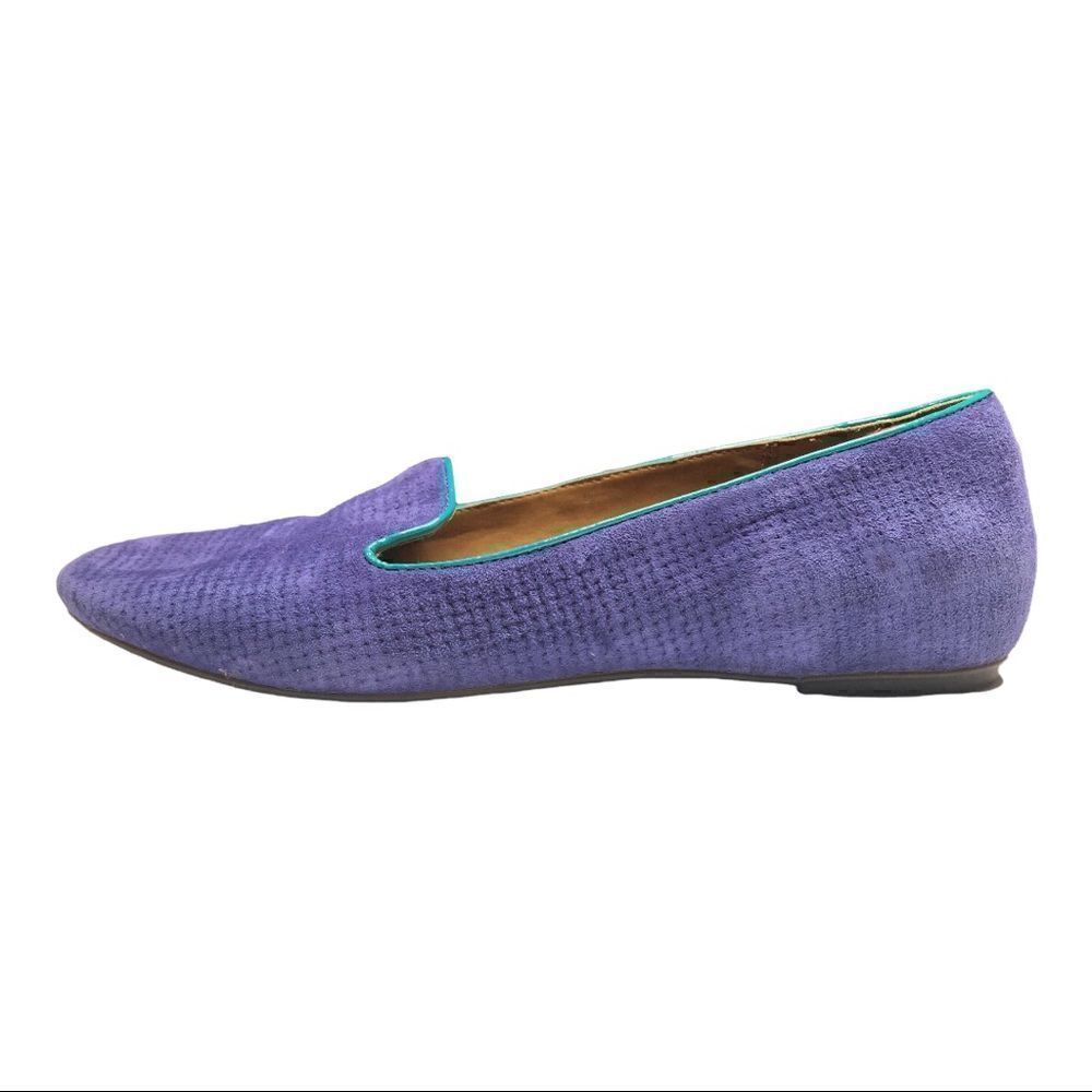 Clark’s artisans slip on leather flats women’s size 7.5 blue trimmed in green